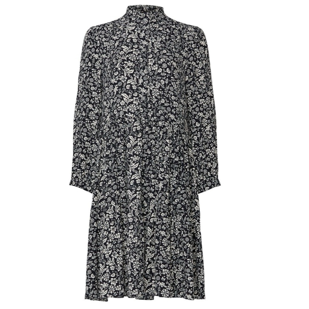 J. Crew Hadid Tossed Bouquet Print Black & White Flowy Babydoll Shirt Dress Sz 6